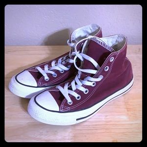 Maroon high top converse